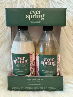 Ever Spring White Rose & Cedar Hand Soap & Lotion Set Holiday Care Set NEW