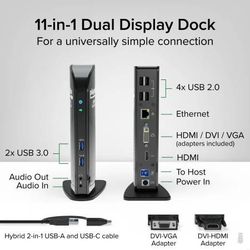 Plugable USB 3.0 Dual-Monitor Docking Station — Brand New in Box