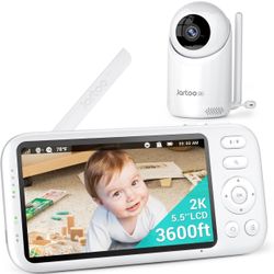 2K Video Baby Monitor with Camera and Audio, 3600ft Long Range Baby Monitor No WiFi 5.5" FHD Screen ANC Baby Camera Wireless, Room, Portable, Night Vi