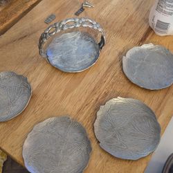 Tropical Floral Metal
Coaster Set of 4
Coasters and Holder
with Handel Vintage
Collectible Barware