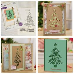 4pc Holly Tree Die & Stamps Set