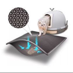 1 Pcs Cat Litter Mat Double Layer Waterproof Urine Proof Trapping Mat 24"X15" Gray