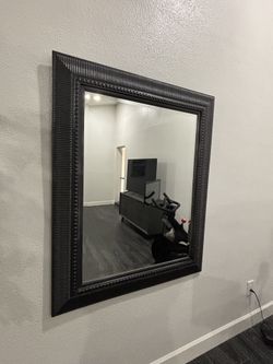 Wall Mirror Framed Dark Grey 48”x32” XXL Mounting Kit Included