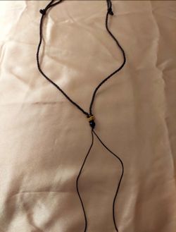 Black Bead Adjustable Cord Necklace 