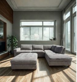 Miles Fabric Sectional with Ottoman – $900 (Free Delivery 0–15 Miles)