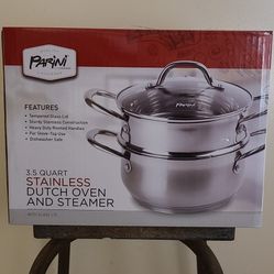 Parini 3.5 Quart Stainless Dutch Oven And Steamer.
