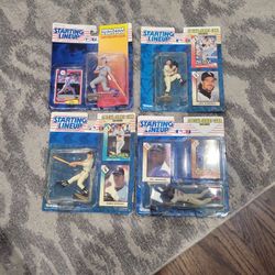  Baseball Starting Line Up With Figures And Cards/ $10 Each/taking Offers For Whole Lot 
