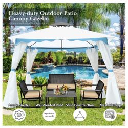 2 Tier 10' X 10' Patio Gazebo Canopy Tent W/ Side Walls