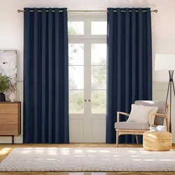 Wamsutta Collective Asher Cotton Chambray Blackout Grommet Window Panel 63" Navy