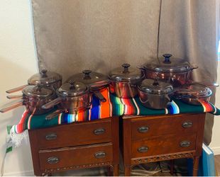 Pyrex Visions Corning Ware Amber Cookware 19 Piece Set 1980s Skillet Pot W/ Lids
