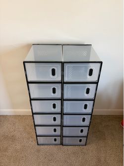 12 Pack Shoe Storage, Organizer for Closet, Clear Plastic