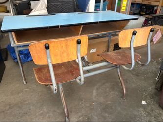 French School Kids Double Desk Design Modern Mid Century