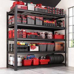 78"H-45.6"W Garage Shelving Heavy Duty Storage Shelves, Adjustable Metal Shelving Unit, Utility Garage Organizer Shelf for Basement, Pantry, Kitchen, 