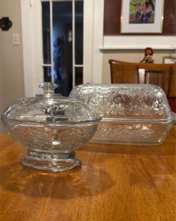 Glass Dish and Butter Dish Set