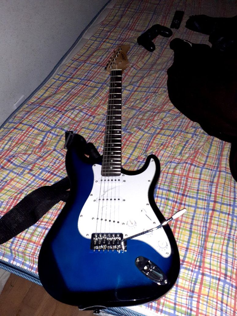 Zeny blue and black electric guitar