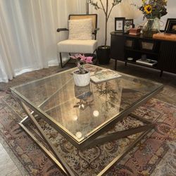 Glass Coffee Table & Side Table 