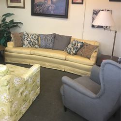 Antique Pucker Yellow Couch