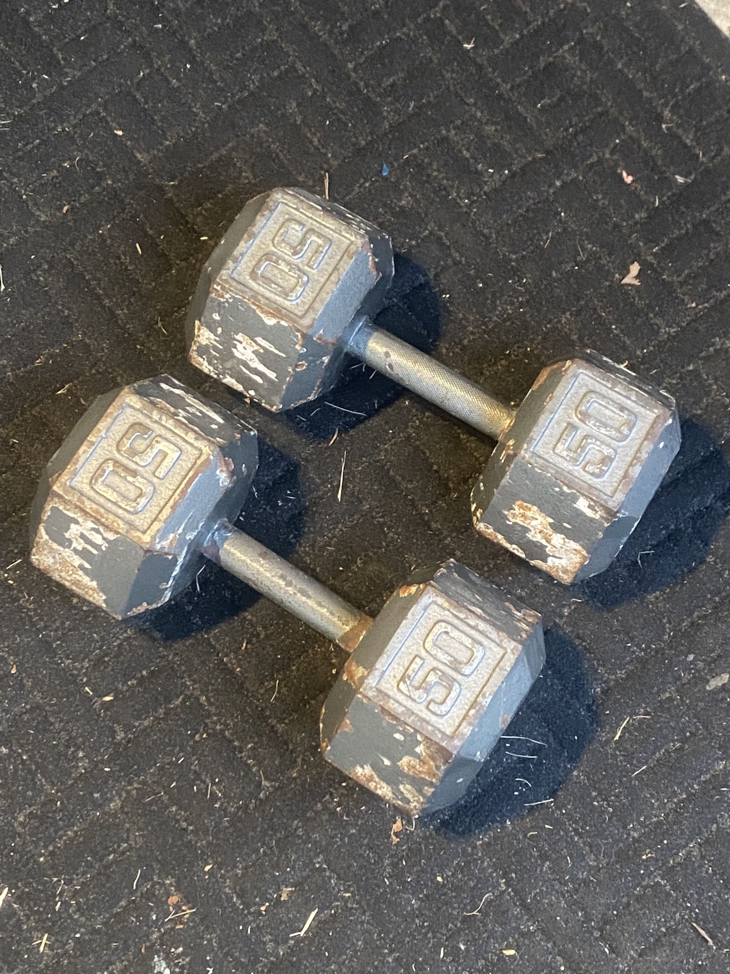 Pair Of 50Lb Hexagon Dumbbells
