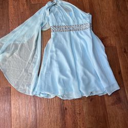 Blue Off The Shoulder Mini Dress