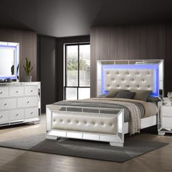 Brand New Queen Size Bed Nightstand Dresser Mirror $1499.financing  Available No Credit Needed 