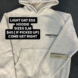 LIGHT OAT  ESS HOODIE SIZES SMALL,MEDIUM