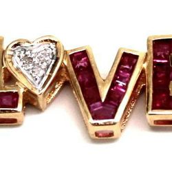 Ladies Ruby/Diamond “Love” Pendant