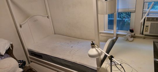 White Wood Four-Poster Twin Bed Frame