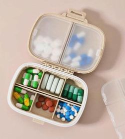 Medicine Organizer for Purse Travel Pill Organizer Pocket Size Khaki