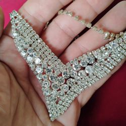 Costume CZ's Choker Necklace Earrings Set 