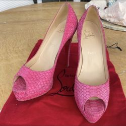 Pink Louboutin Snakeskin Heels AUTHENTIC