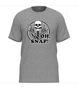 Oh Snap Skeleton Graphic T-Shirt Grey Heather Medium NWT