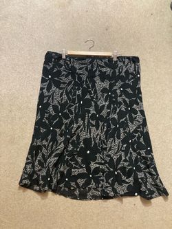 Black Floral Print Midi Skirt