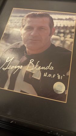 George Blanda autographed Painting Raiders 