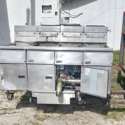 3 Bay Pitco Gas Fryer + Bread & Batter Cabinet