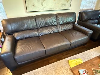 Macys Leather couch, chair/ottoman