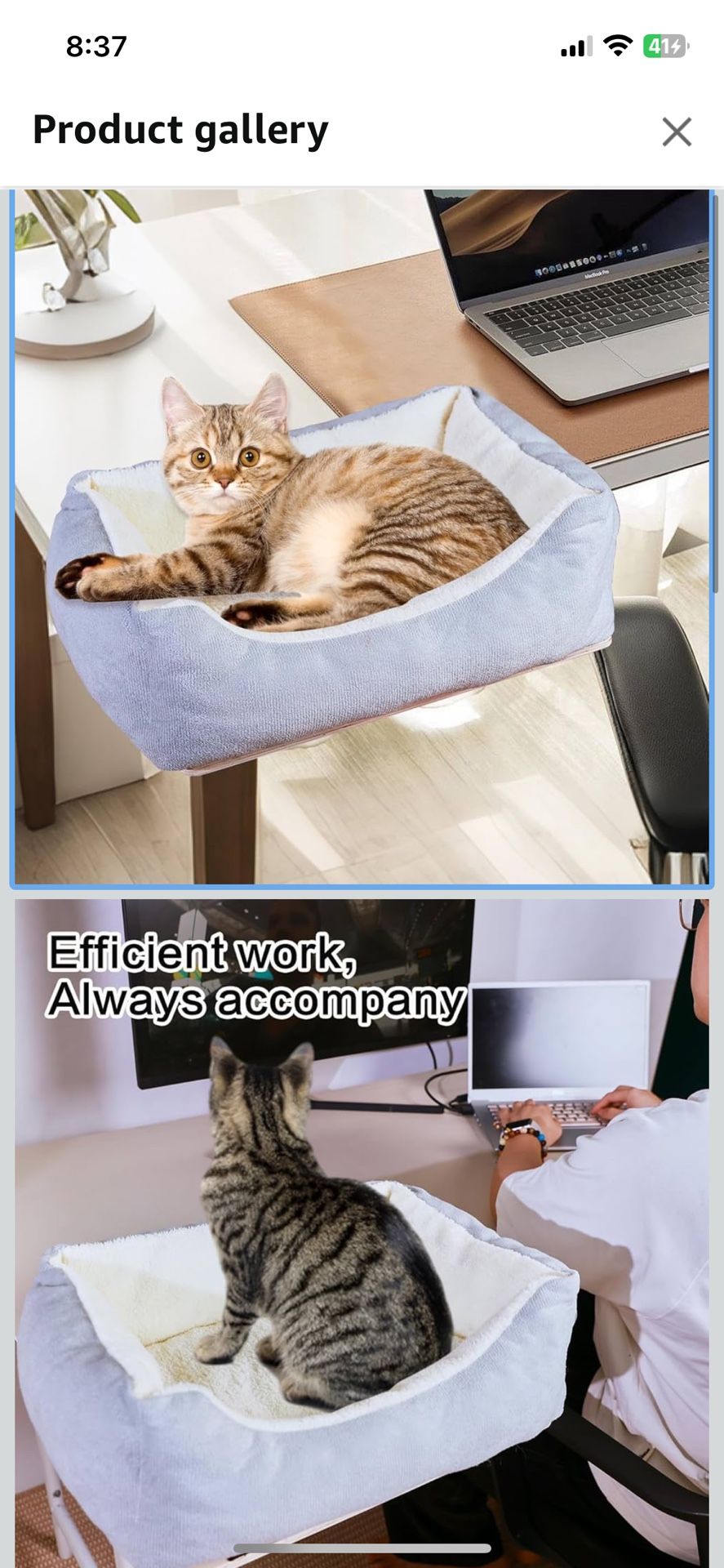 Cat Desk Bed – Innovative 90° Foldable Desk Cat Bed with Thick Cushion, Supports Up to 44 lbs, Quick Installation Without Drilling