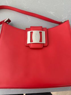 Authentic Ferragamo Red Leather Shoulder Bag (Vintage)