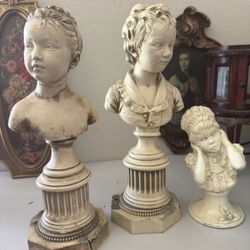 🎨 Vintage Classical Busts – Set of 3 Decorative Statues