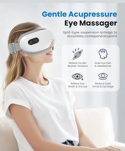 Eye Massager with Remote Headache Massager for Migraines, Heated Eye Mask for Reducing Eye Strain, Dark Circles
