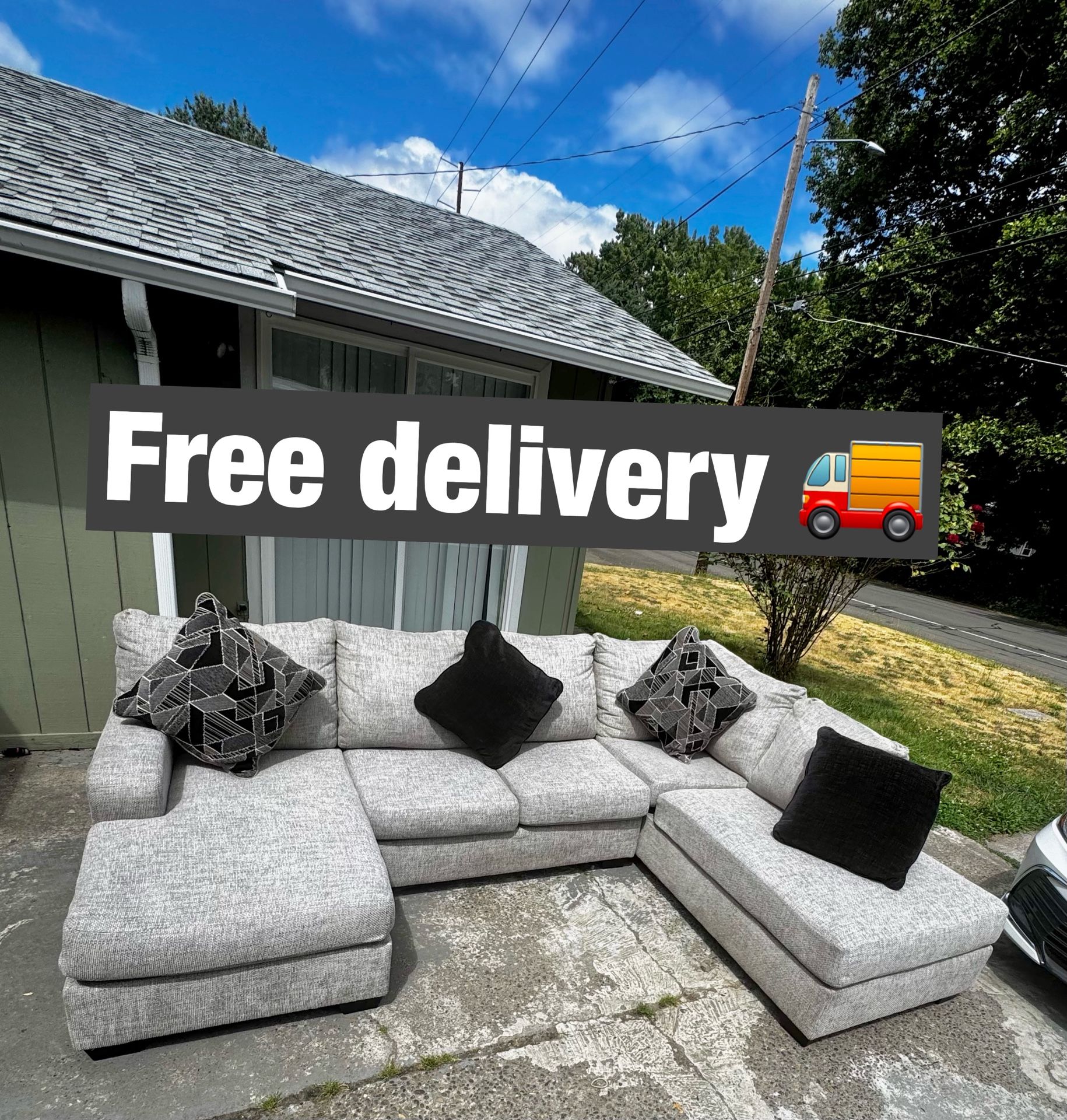 3 Piece U Shape Sectional Couch - Ashley Furniture