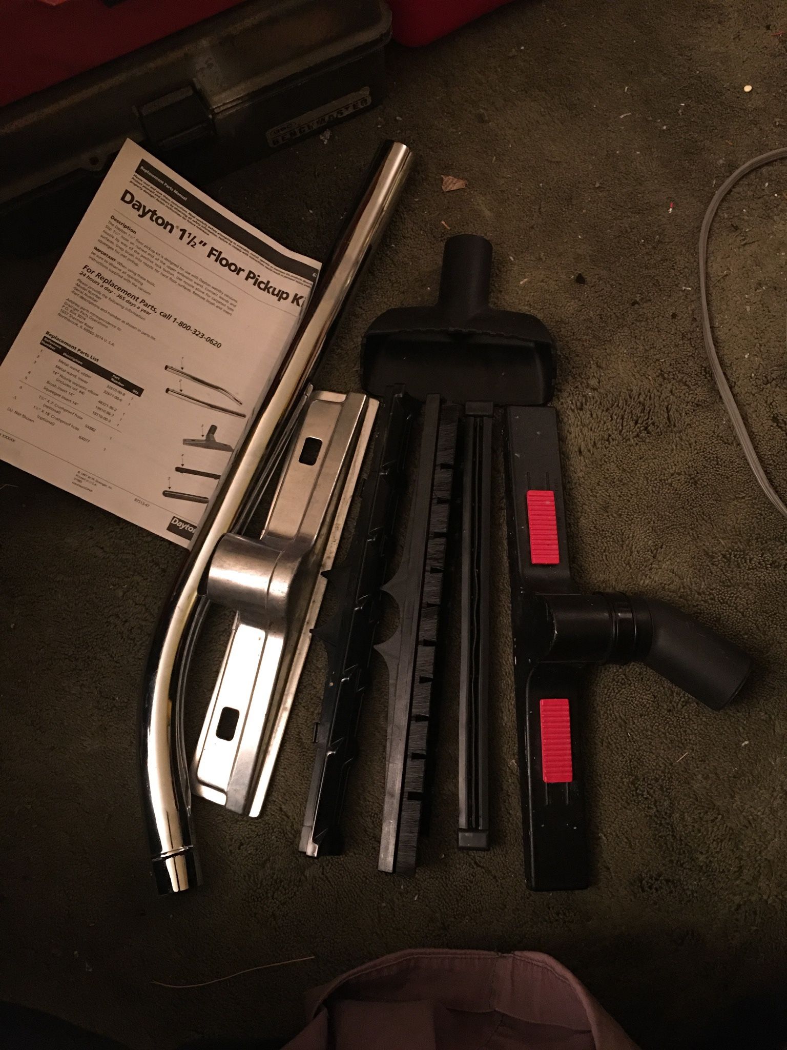 BRAND NEW DAYTON VACUUM ACCESSORY KIT METAL WAND UPPER AND 14” INCH NOZZLE W /PLASTIC ELBOW BRUSH INSERT 14” INCH SQUEEGEE INSERT 14” INCH -$30.00