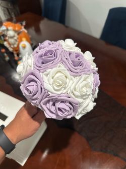 Lavender and White Foam Rose Bouquet