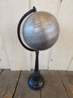Pewter / brass world globe decor