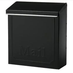 Architectural Mailboxes Townhouse Black, Medium, Galvanized Steel, Locking, Vertical, Wall Mount Mailbox=Z3-976