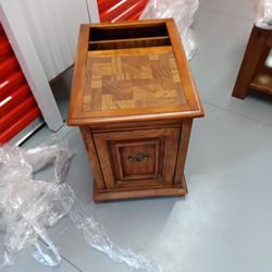 Solid Wood End Cabinet & Table