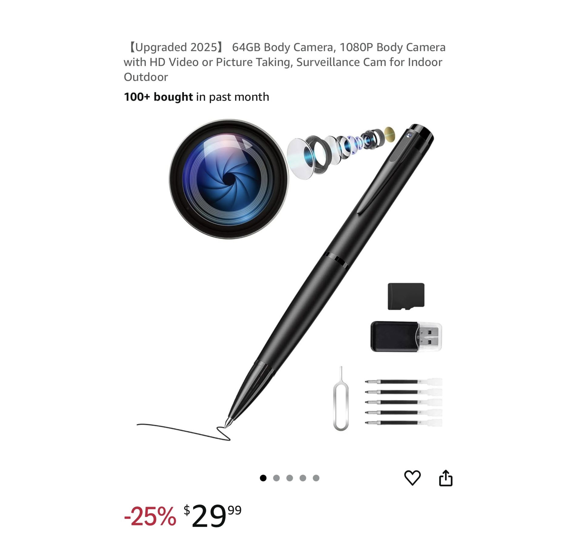 Brand new 【Upgraded 2025】 64GB Body Camera, 1080P Body Camera with HD Video or Picture Taking, Surveillance Cam for Indoor Outdoor  Whitestone/Flushin