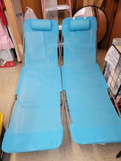 Folding Outdoor Lounge Chairs Set of 2
