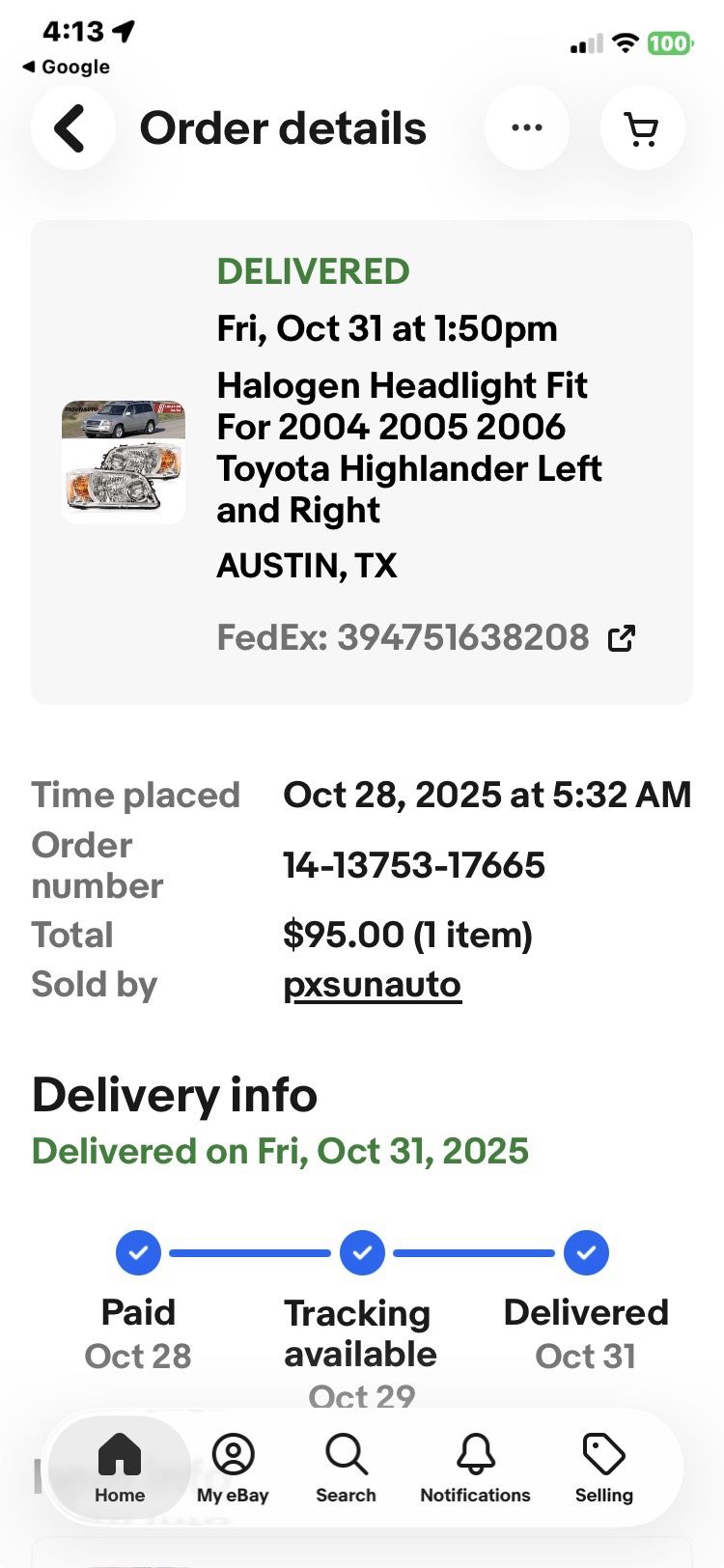 2007 Toyota highlander headlight assembly right and left side