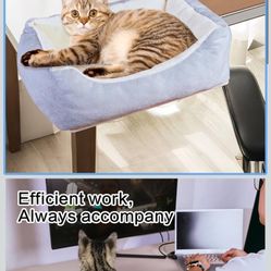 Cat Desk Bed – Innovative 90° Foldable Desk Cat Bed with Thick Cushion, Supports Up to 44 lbs, Quick Installation Without Drilling