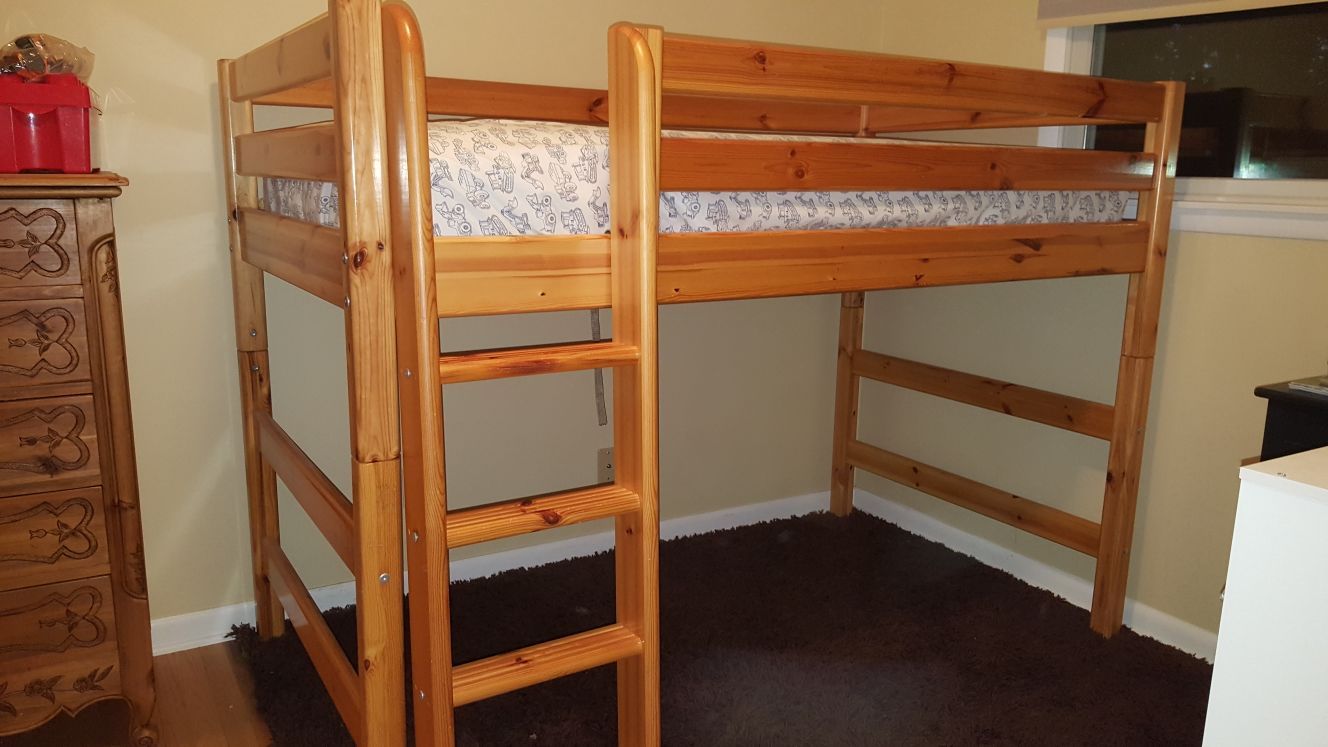 Flexa Furnitire Solid Pine twin size loft bed.